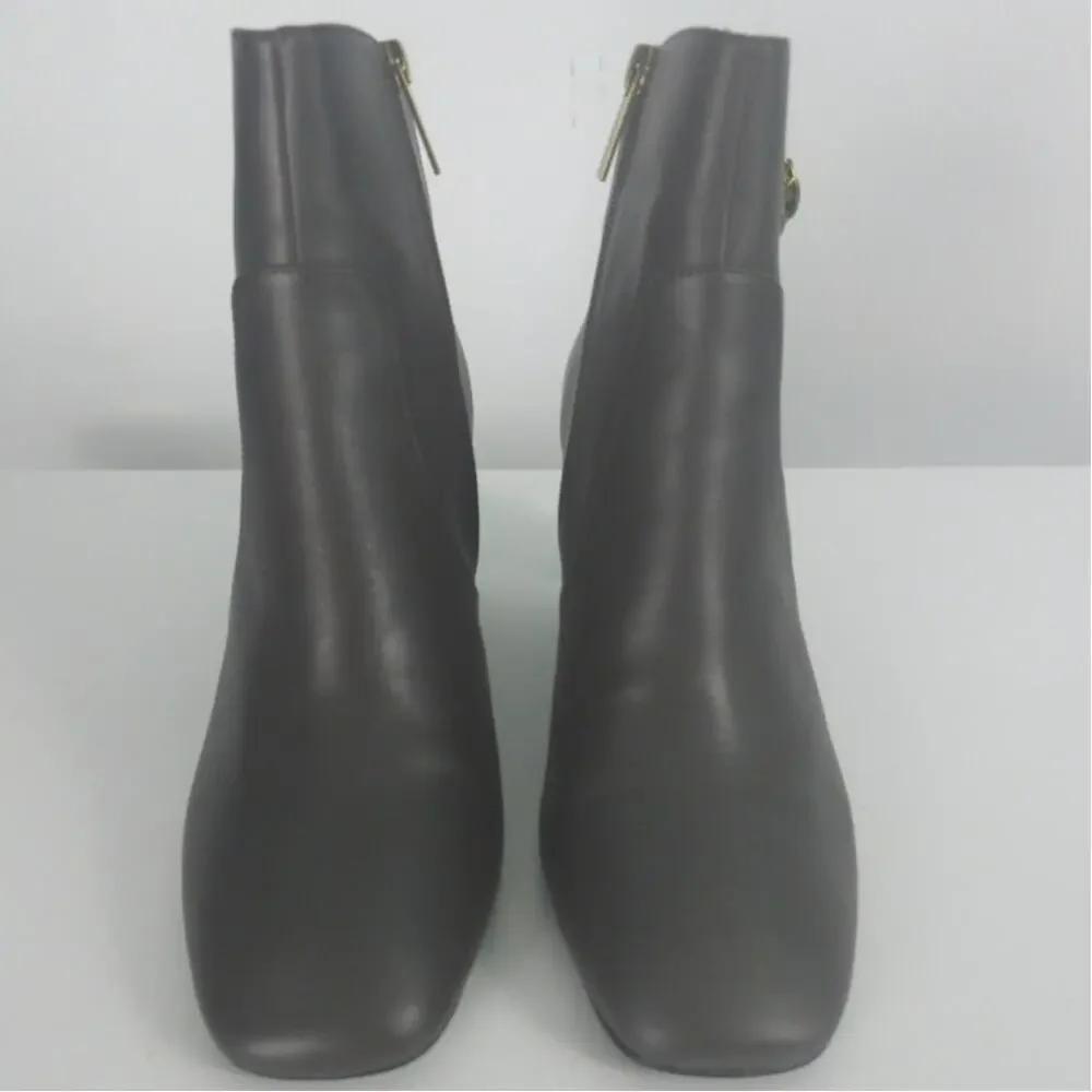 Kurt Geiger Chelsea Square Toe Bootie Brown Leather Ankle Block Heel Size 41
